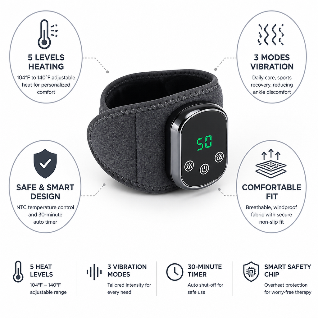 Adjustable Infrared Heat & Vibration Ankle & Wrist Massager