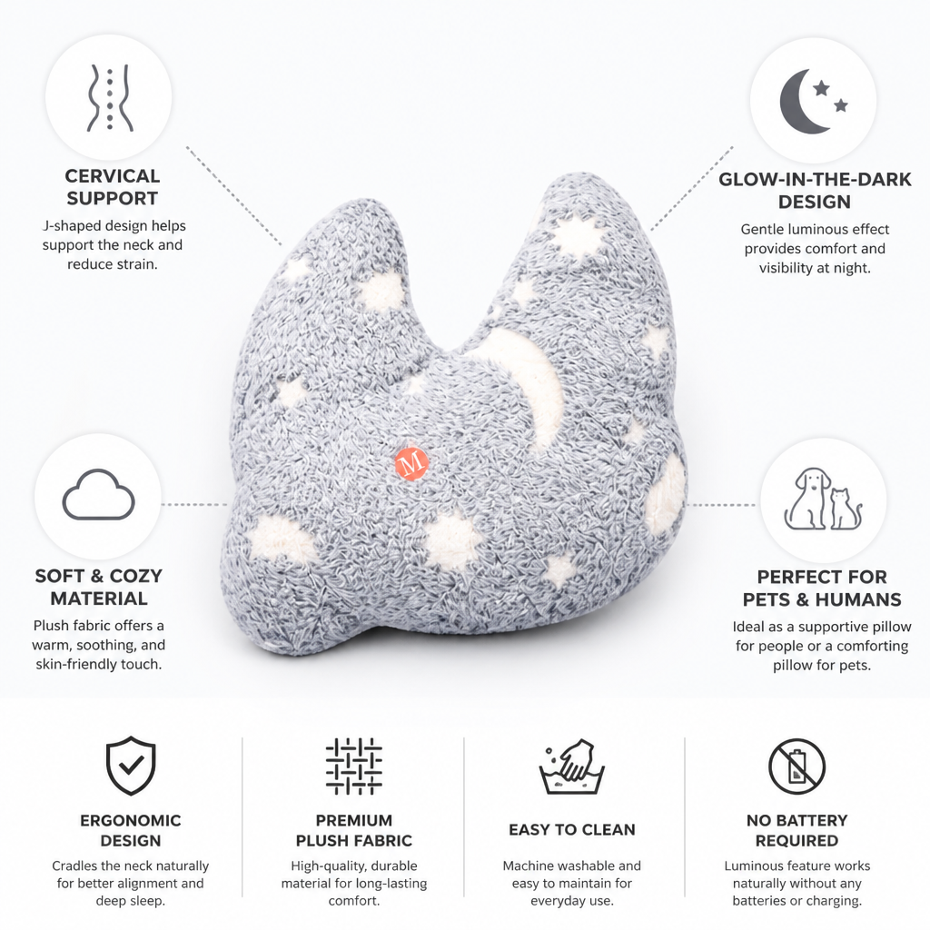 Cervical Support U-Shaped Pet Pillow (Glow-In-The-Dark)