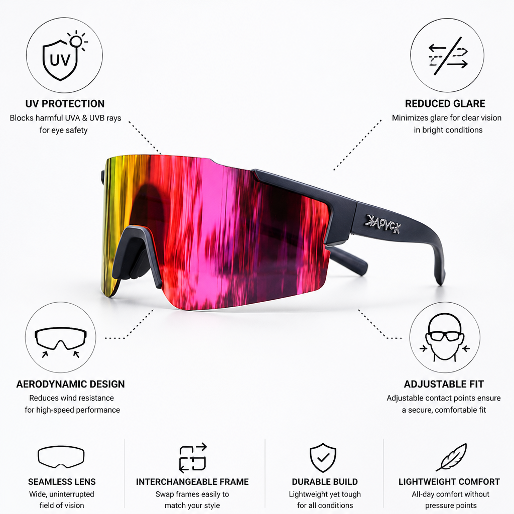 UV-Protective Aerodynamic Cycling Sunglasses (Adjustable Fit)