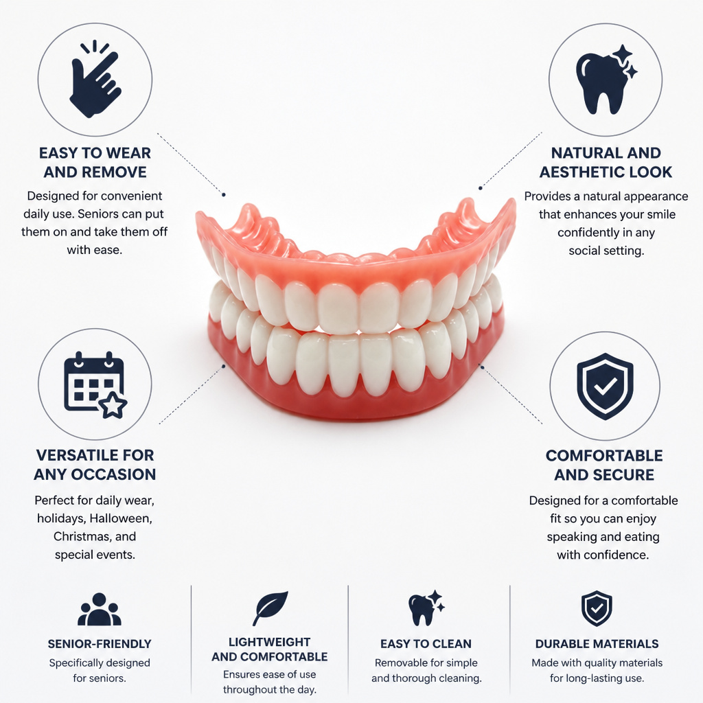 Natural-Looking Easy-Remove Dentures (For Seniors)