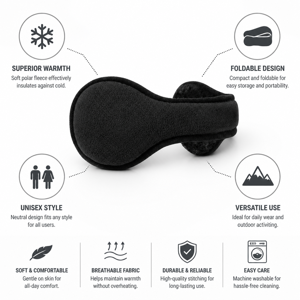 Soft Polar Fleece Foldable Ear Warmers