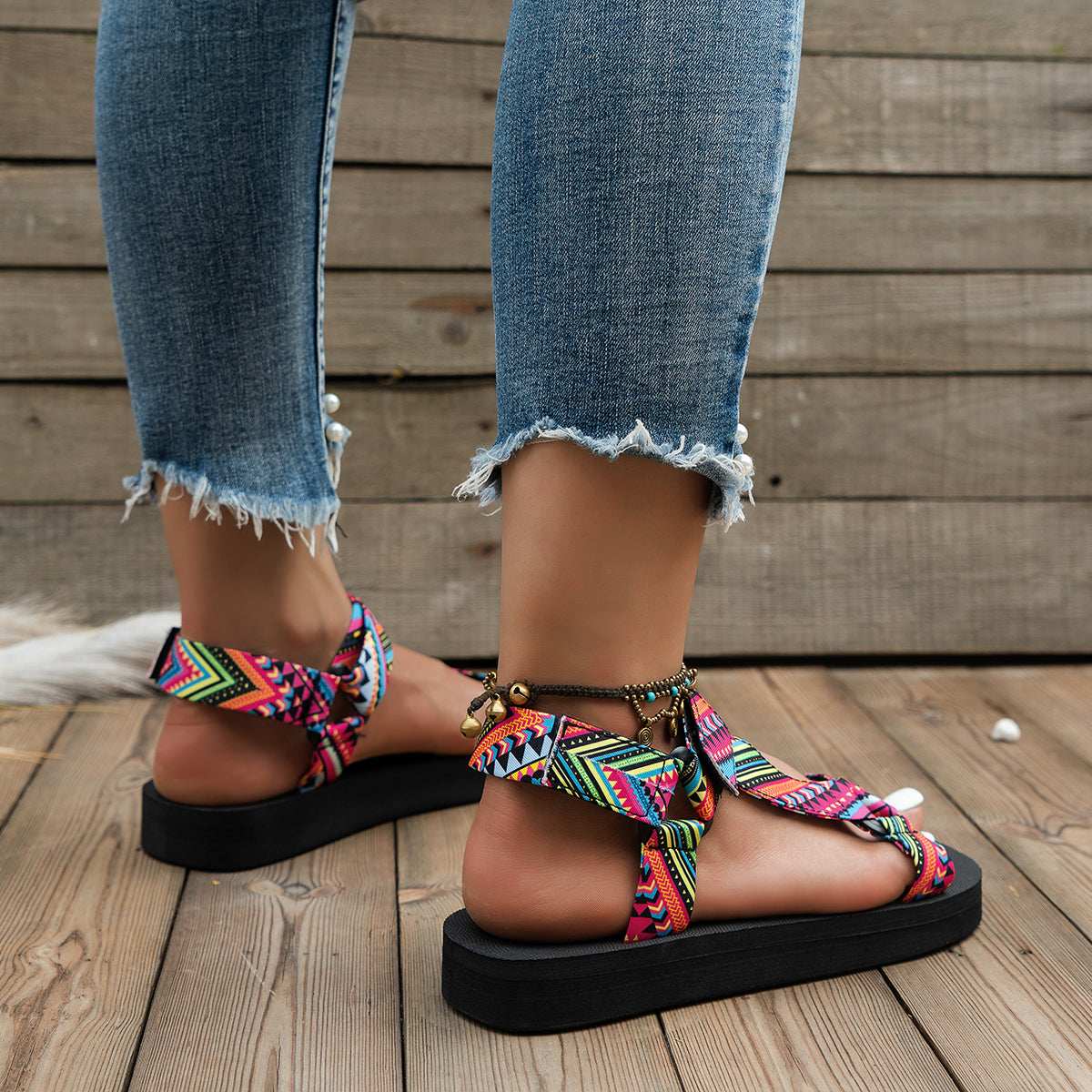 Ethnic Patterned Sandals for Women