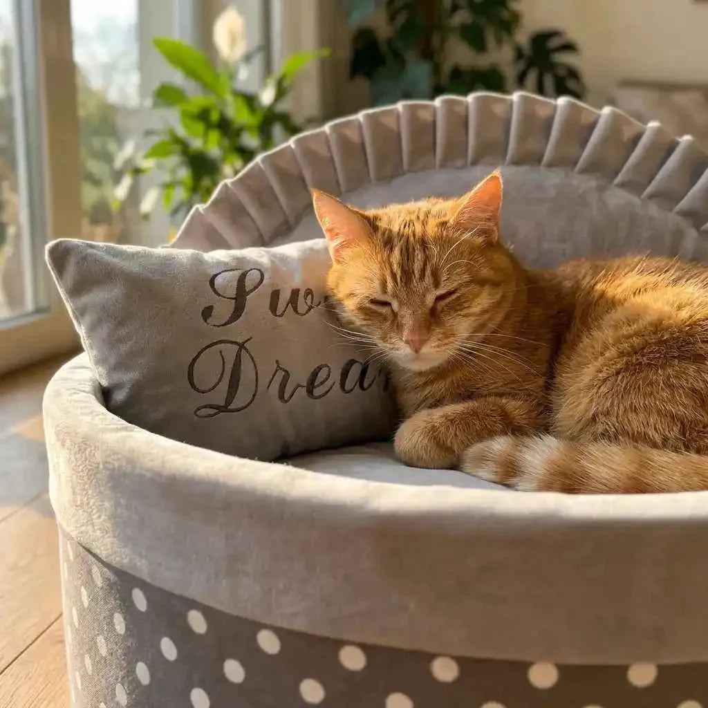 Polka Dot Pet Bed for Small Dogs and Cats – Comfortable Design