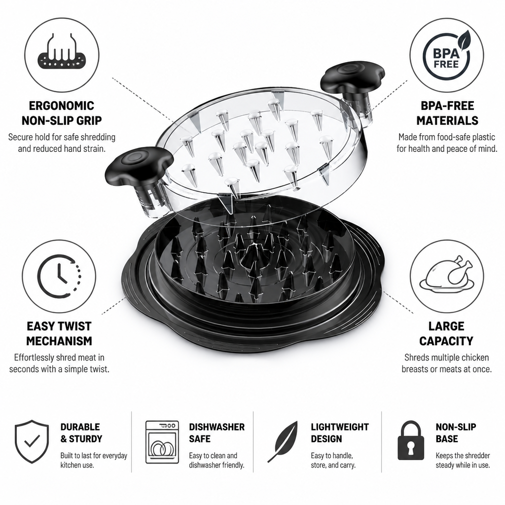Ergonomic Non-Slip Twist Chicken Shredder Tool (BPA-Free)