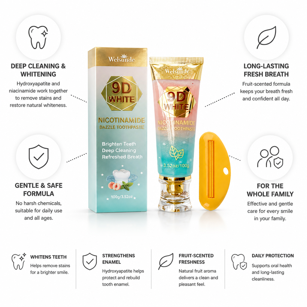 Hydroxyapatite & Nicotinamide Whitening Toothpaste (With Squeezer)
