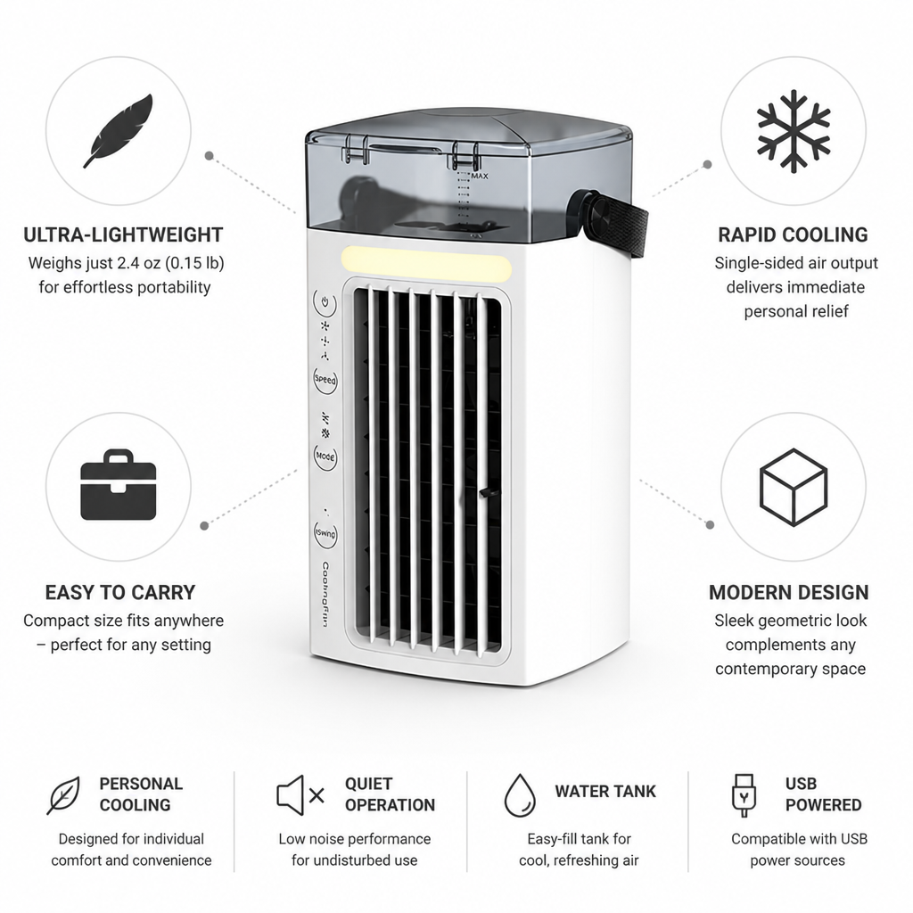 Ultra-Lightweight Geometric Mini Air Cooler