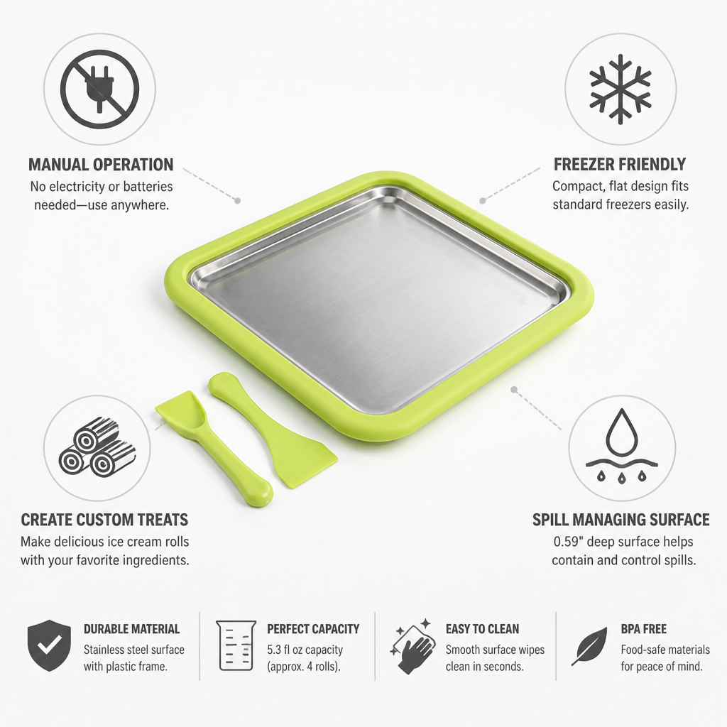 Manual Stainless Steel Mini Ice Cream Roll Maker