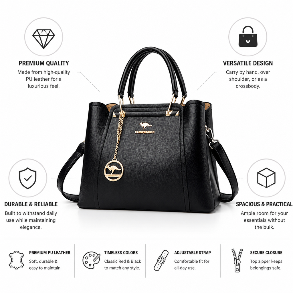 Premium PU Leather Convertible Shoulder Bag (Crossbody Strap)