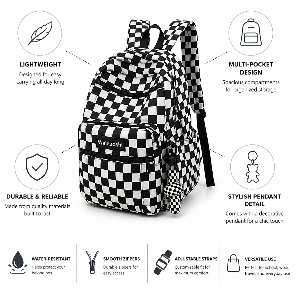 Lightweight Multi-Pocket Backpack (Pendant Detail)