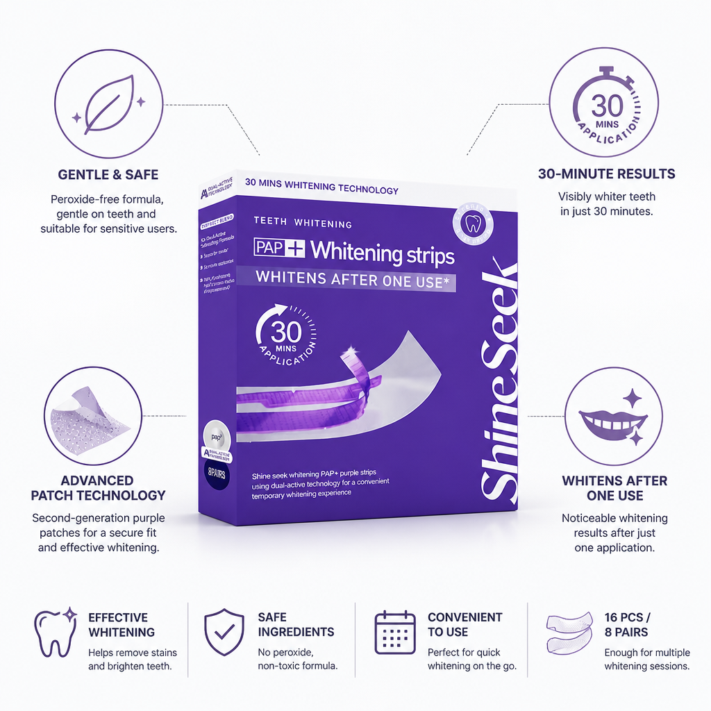Gentle & Peroxide-Free 30-Minute Teeth Whitening Patches (8 Pairs)