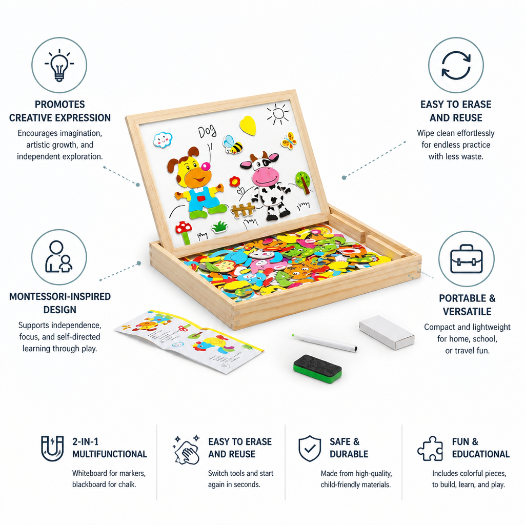 Montessori-Inspired 2-in-1 Erasable Drawing Board