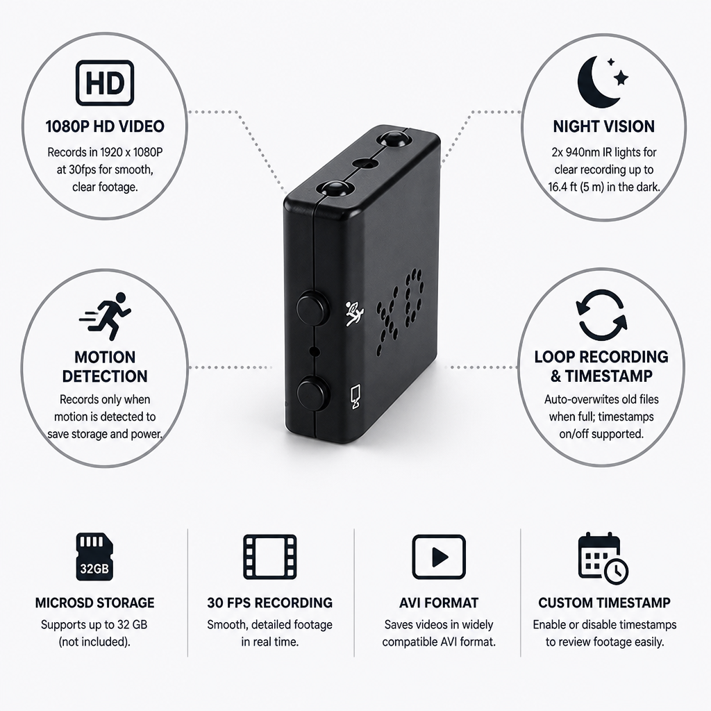 1080P HD Night Vision & Motion Detection Camera (Mini)
