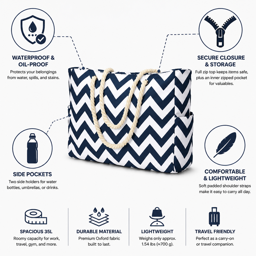 Waterproof & Oil-Proof Oxford Tote Bag (35L)