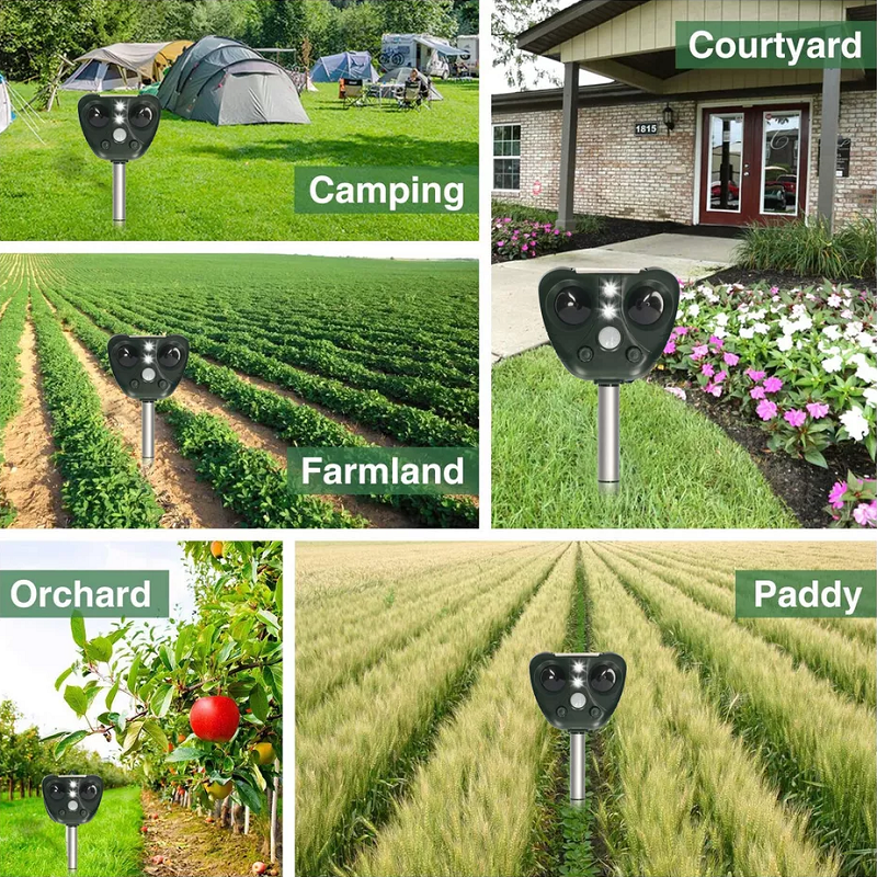 Motion-Activated Solar Bird Deterrent – Waterproof Ultrasonic Repeller with LED for Gardens and Crops