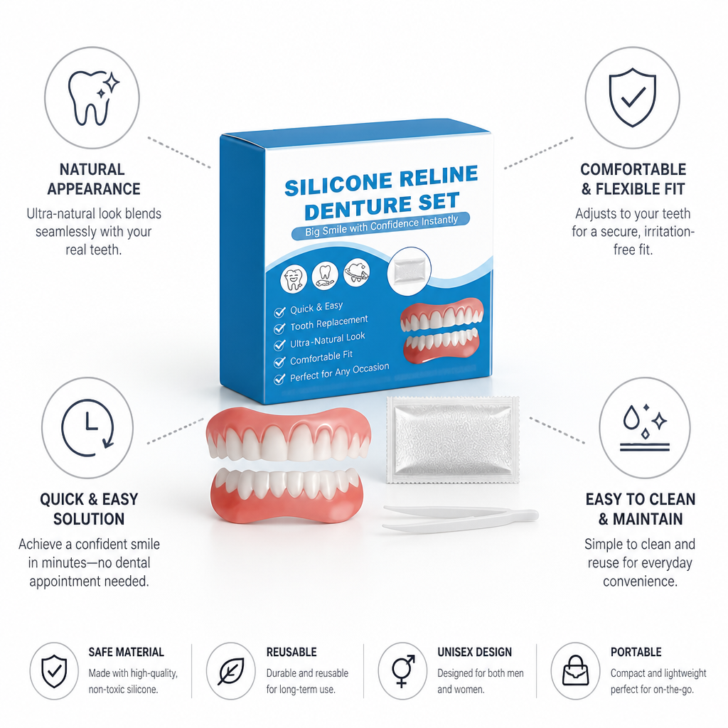 Adjustable Natural-Looking Temporary Teeth Covers (2-Piece Set)