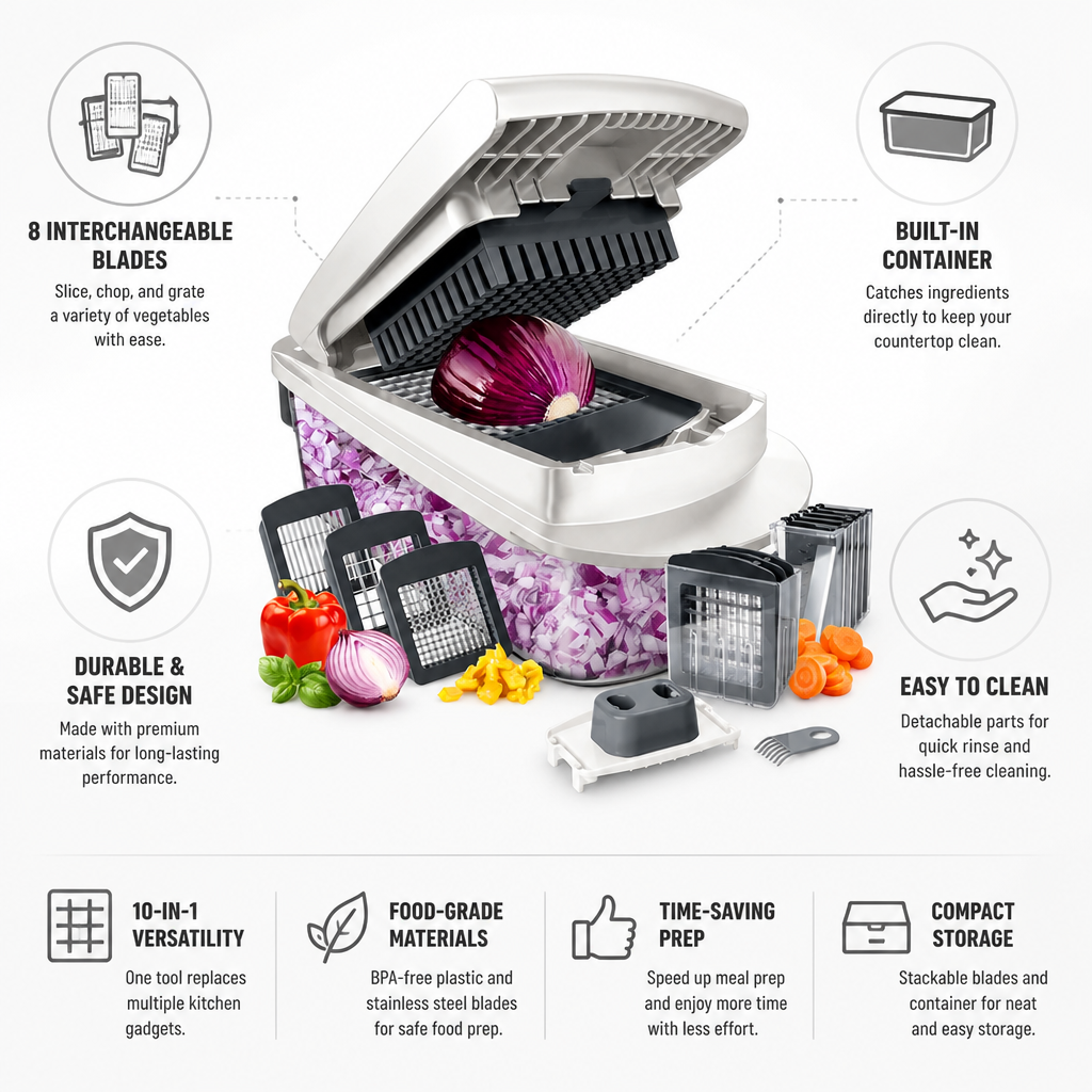 10-In-1 Vegetable Slicer With Built-In Container