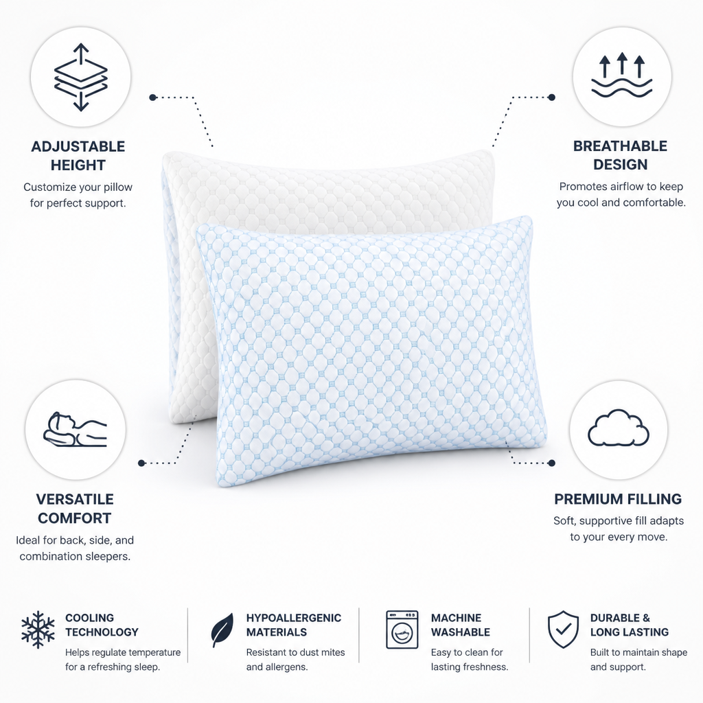 Adjustable Height & Breathable Sleep Pillow