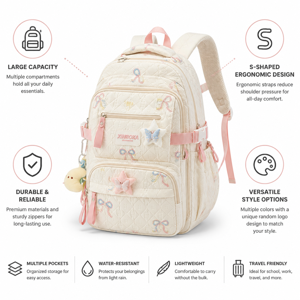 Ergonomic S-Shaped Straps Large-Capacity Women's Backpack