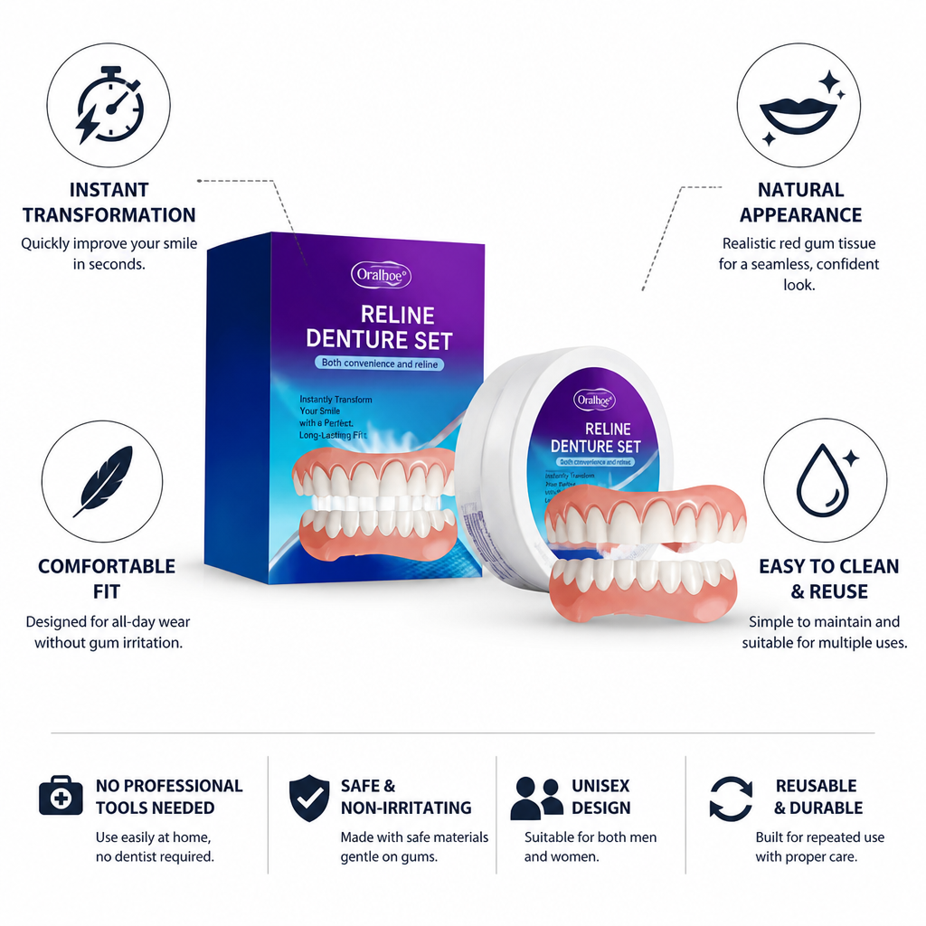 Instant Full-Coverage Temporary Teeth Covers (Red Gum Tissue)
