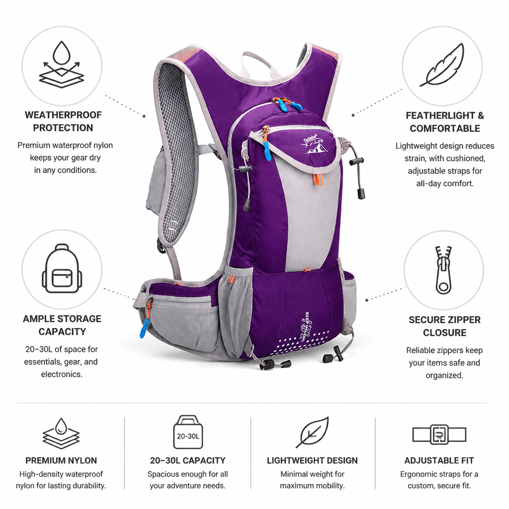 Waterproof Lightweight Hydration Backpack (20-30L)