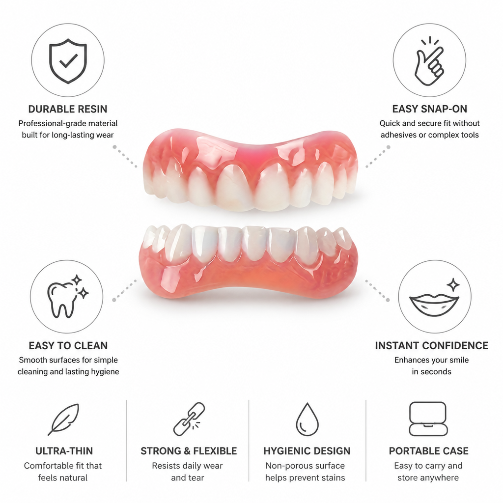 Ultra-Thin Snap-On Durable Resin Veneers (2-Piece Set)
