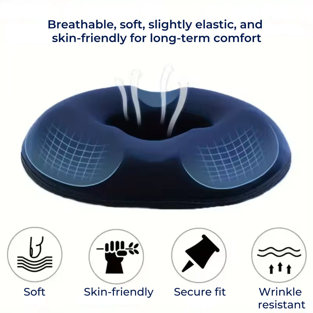 Donut-Shaped Memory Foam Seat Cushion with Washable Cover for Home, Travel, Office