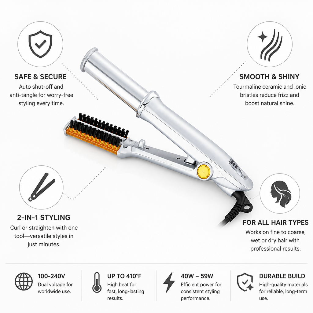 Dual-Rotating Tourmaline Ceramic 2-in-1 Hair Styler