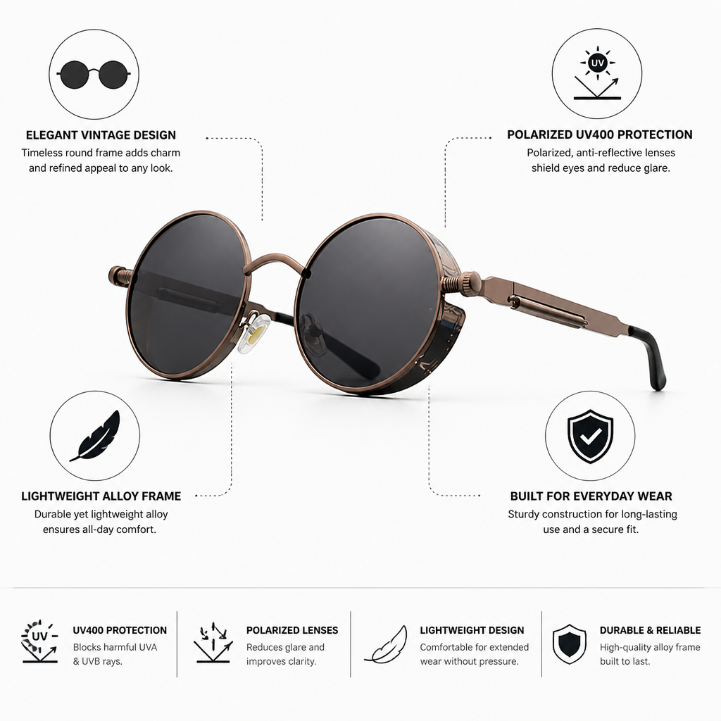 Polarized UV400 Vintage Alloy Sunglasses