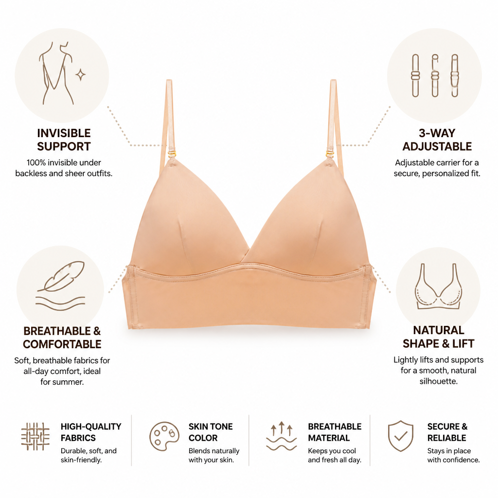 Invisible Flexible Backless Bra (3-Way Adjustable Carrier)