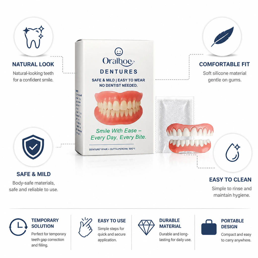 Soft Silicone Natural-Looking Temporary Denture Kit