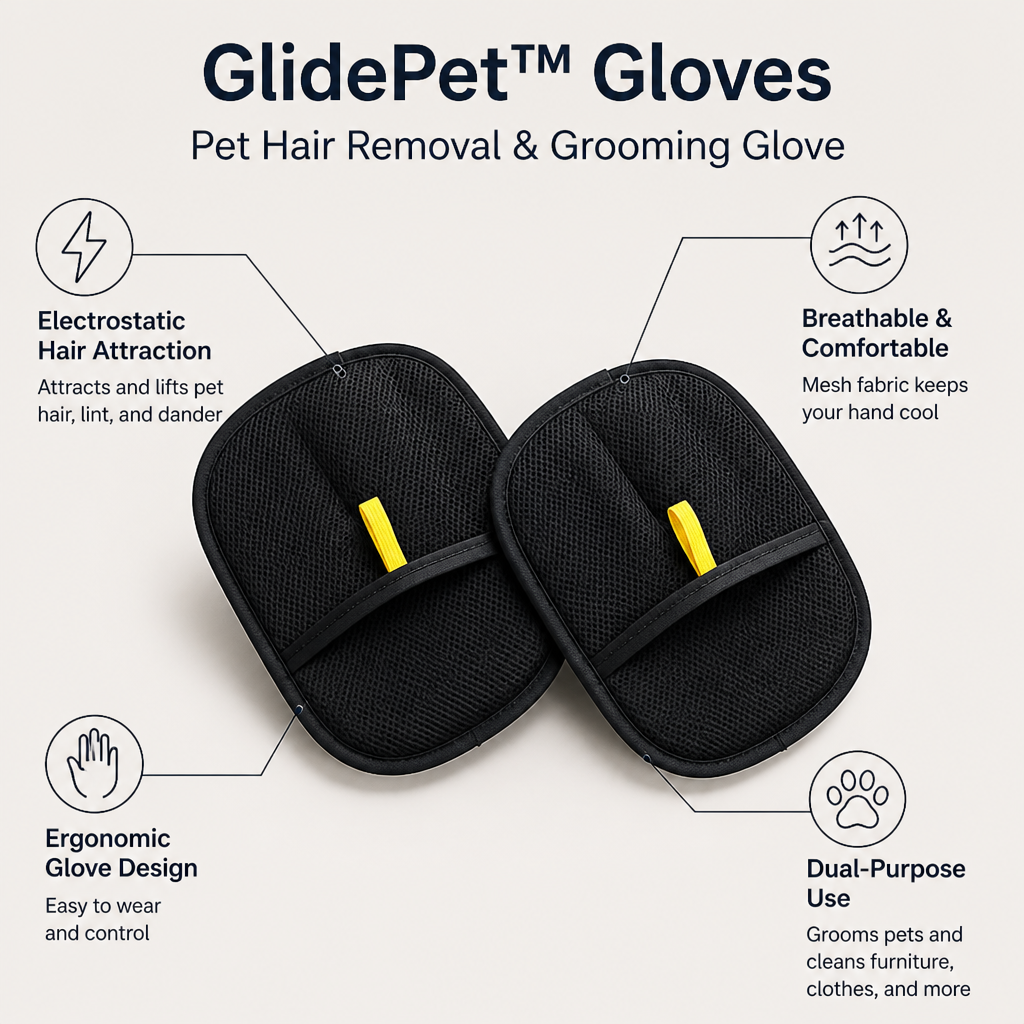 GlidePet™ Gloves — Swiftly Zap Pet Hair and Revel in a Spotless, Stress-Free Home