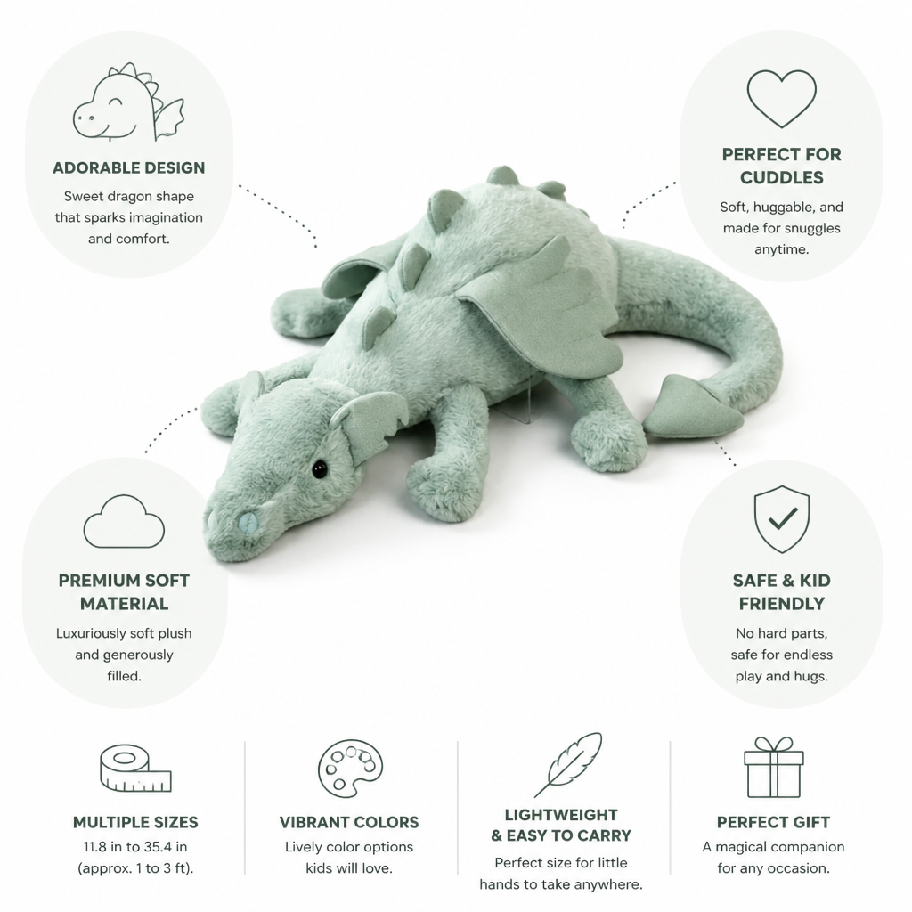 Huggable Plush Beaked Dragon Toy (Multiple Sizes)