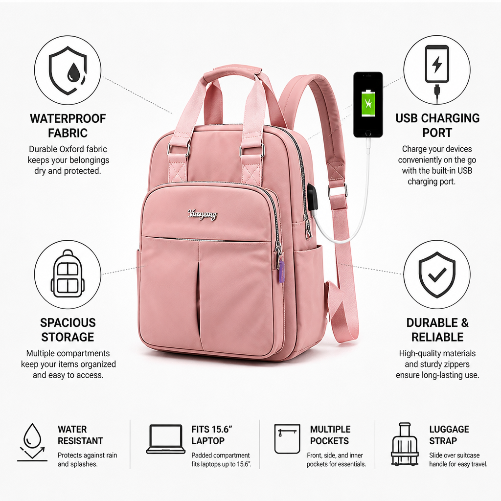 Waterproof USB-Charging Travel Backpack