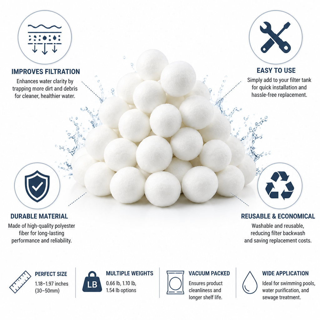 Polyester Fiber High-Efficiency Pool Filter Balls (30–50mm)