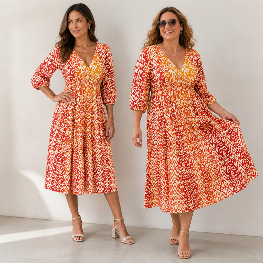 VelaRose™ Floral V-neck Dress — Sculpt Your Curves with Effortless Elegance and All-Day Comfort
