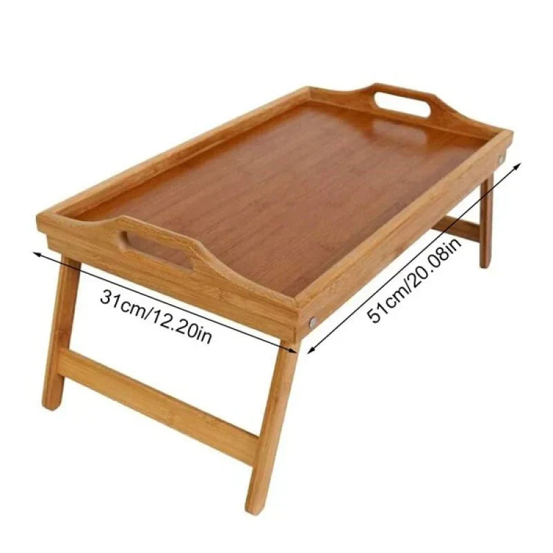 Folding Leg Bamboo Breakfast Tray with Sturdy Surface