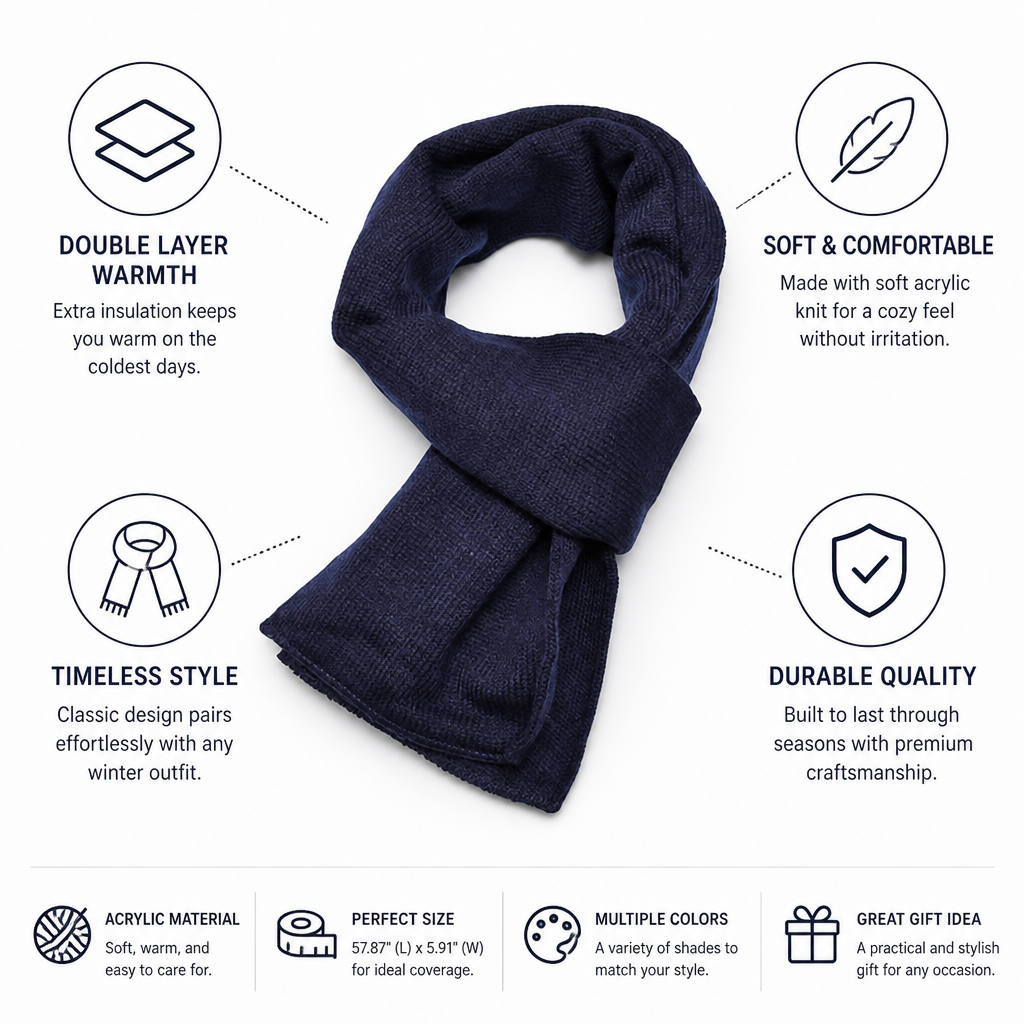 Double-Layer Soft Acrylic Scarf (Men's)