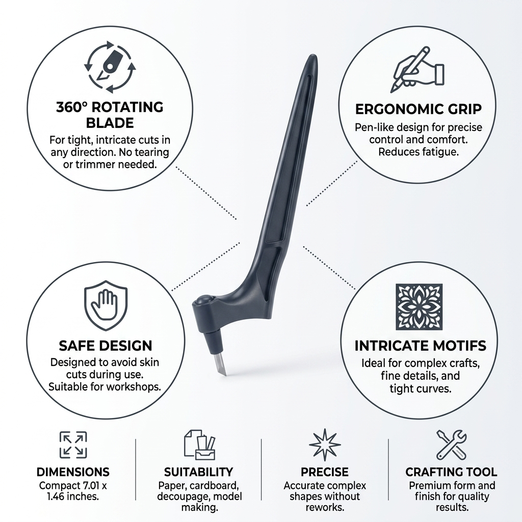 360-Degree Rotating Stainless Steel Paper Cutter Pen