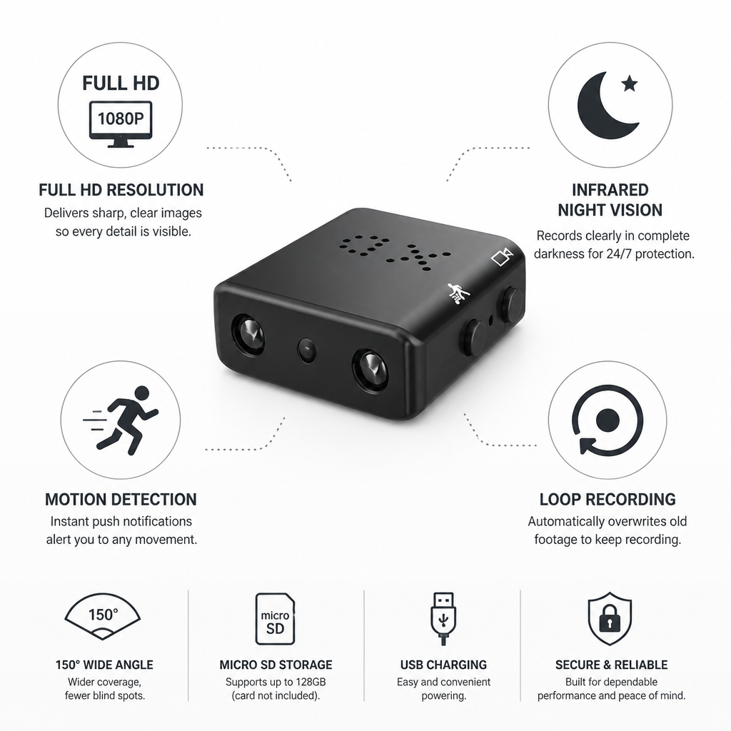 Full HD Infrared Motion-Detecting Mini Security Camera