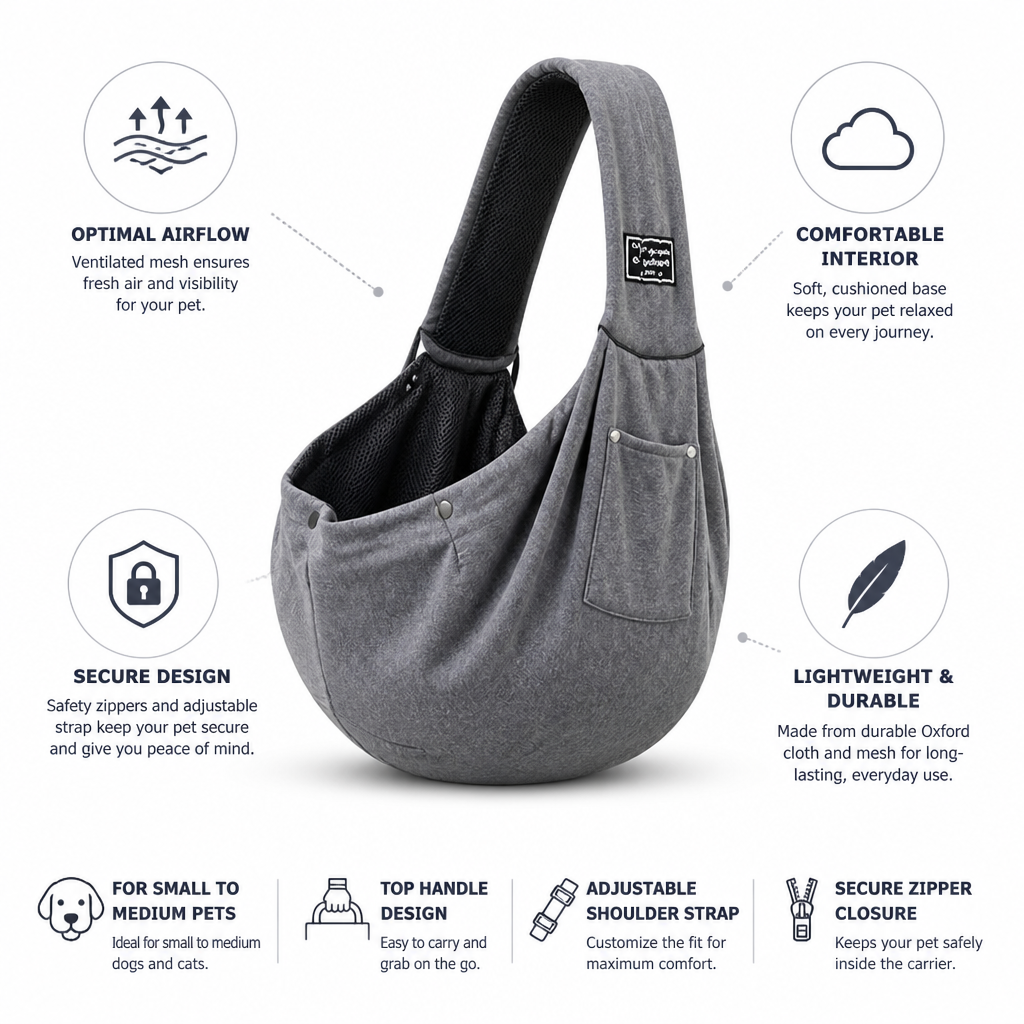 Ventilated Mesh & Padded Dog Sling Carrier