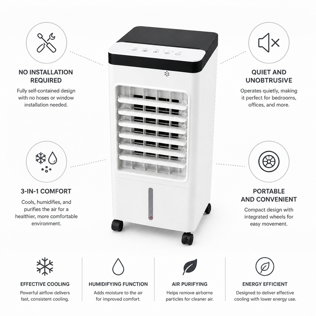Quiet Self-Contained 3-in-1 Portable Air Conditioner