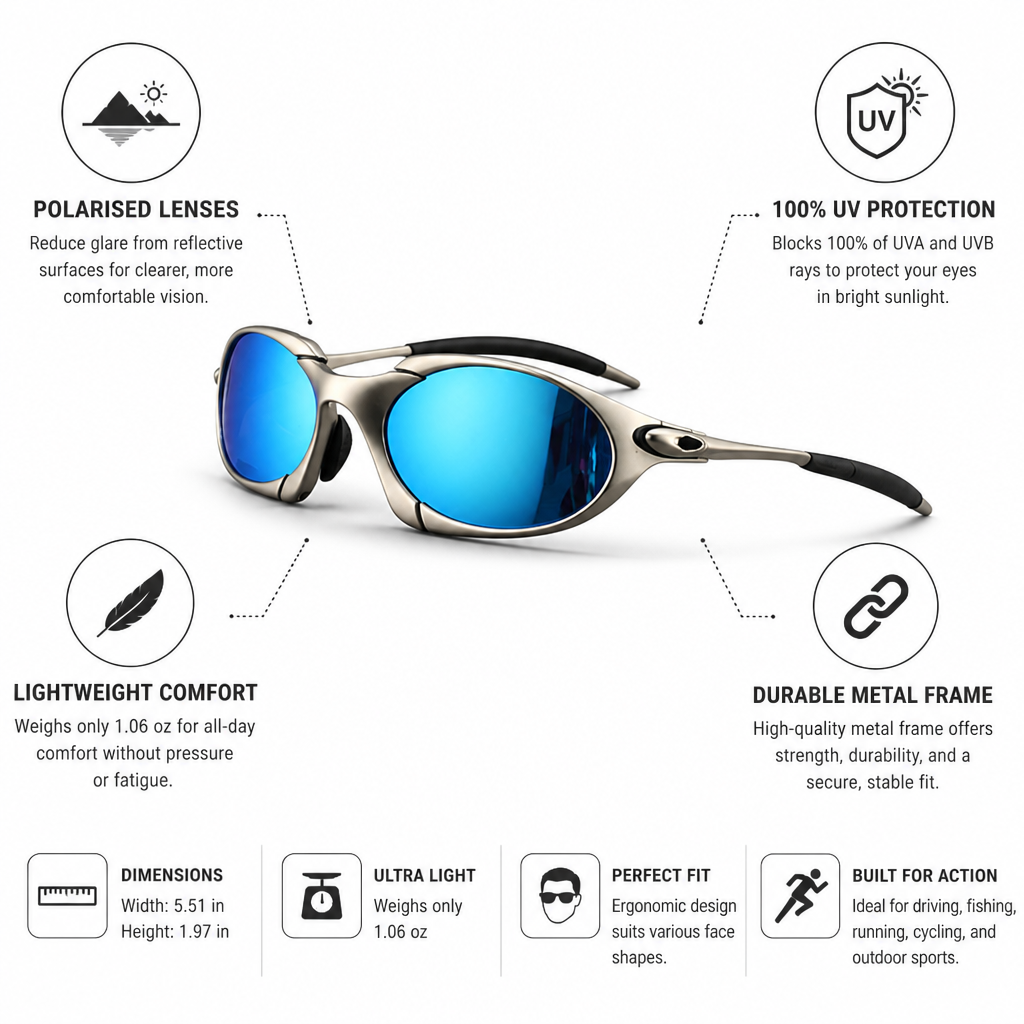 Polarized UV-Protective Lightweight Metal Sunglasses (Men's Sport)
