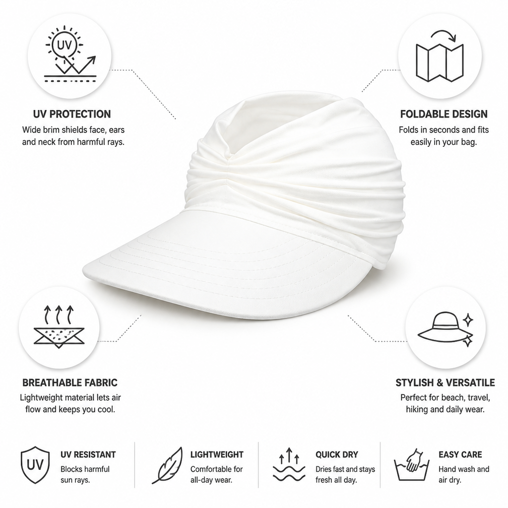 Foldable Wide-Brim UV Protection Sun Hat (One Size)