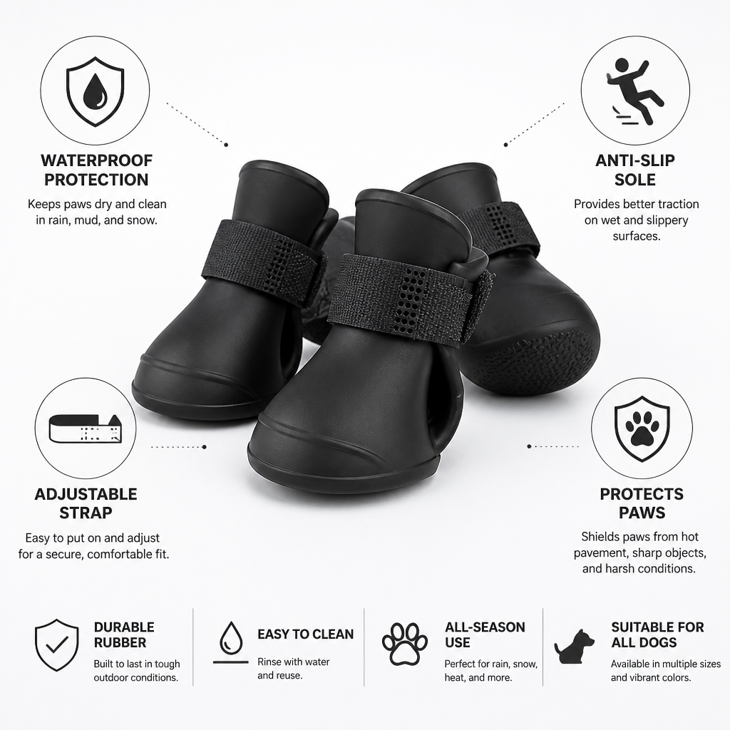 Waterproof & Anti-Slip Dog Boots With Adjustable Strap