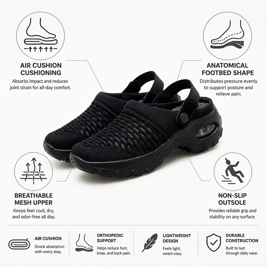 Air-Cushion Breathable Mesh Orthopedic Clogs