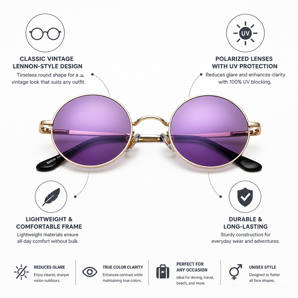 Polarized & UV-Blocking Retro Round Sunglasses