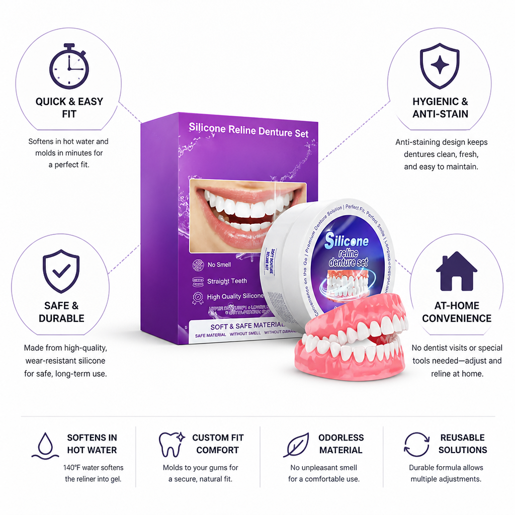Heat-Activated Silicone Denture Reliner Kit (Upper & Lower)