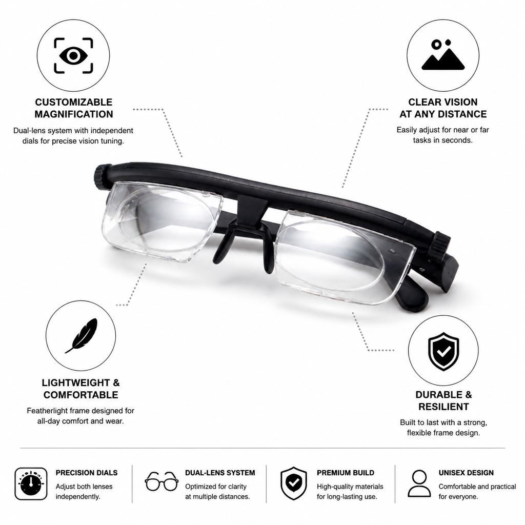 Dual-Lens Adjustable Prescription Glasses
