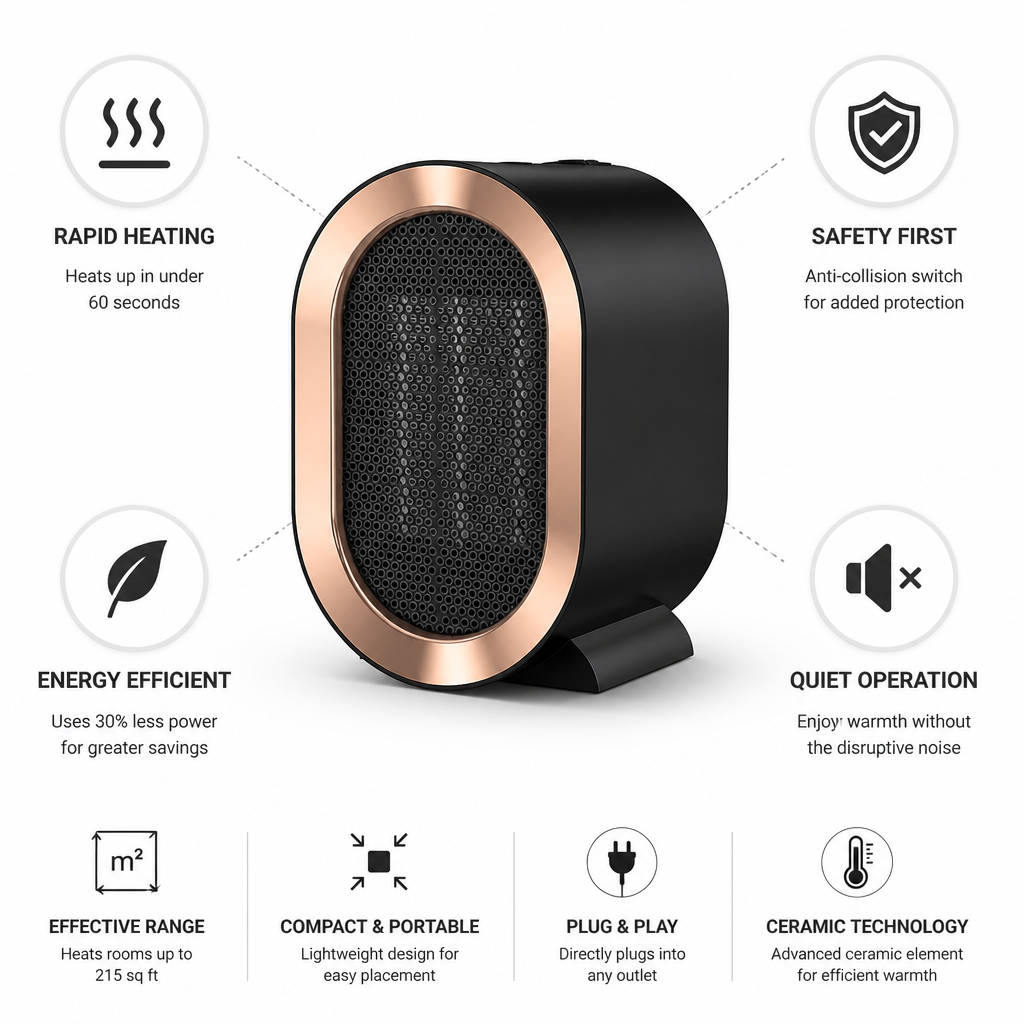Energy-Efficient Quick-Heating Ceramic Space Heater