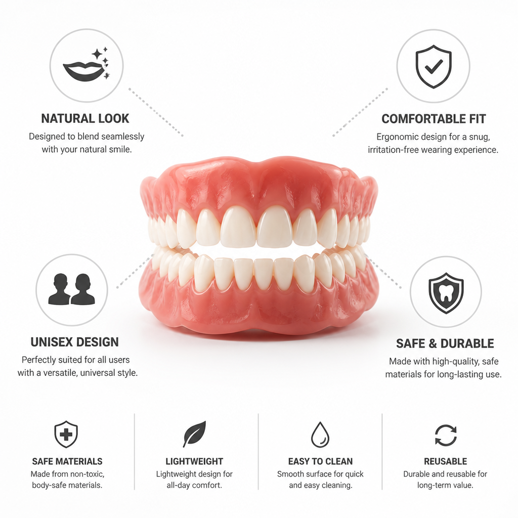 Natural-Look Comfortable Unisex Dentures